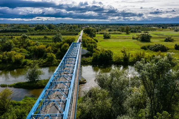 Bridge Pilica River Aerial View — Φωτογραφία Αρχείου