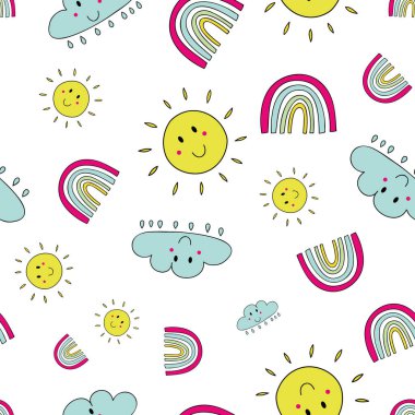 Vector beyaz mutlu gün kusursuz desen arka planı. Kumaş, hatıra defteri ve duvar kağıdı projeleri için mükemmel..