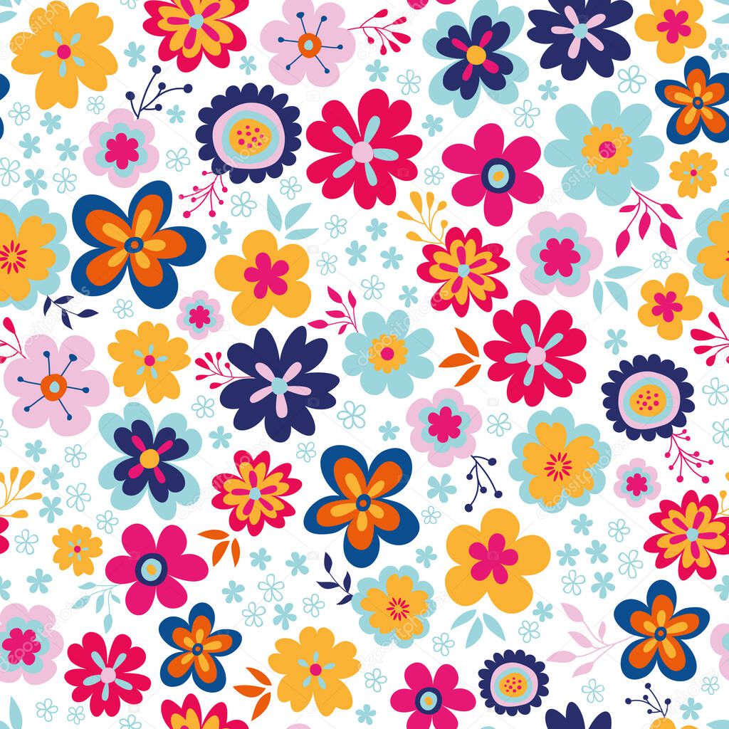 vector white colorful emmas flowers seamless pattern background. Surface Pattern.