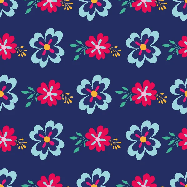vektör mavi çizgili Emma çiçekleri pürüzsüz desen arkaplanı