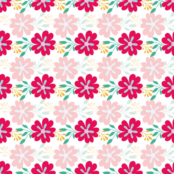 Kırmızı çizgili vektör Emma çiçekleri kusursuz desenli arka plan. Yüzey Deseni.