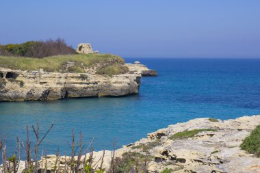 : Salento waterfront doğal kayalık uçurumlarda
