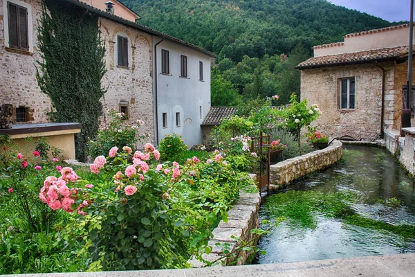 Rasiglia Mała Wioska Źródeł Prowincja Perugia Umbria Zdjęcie Stockowe