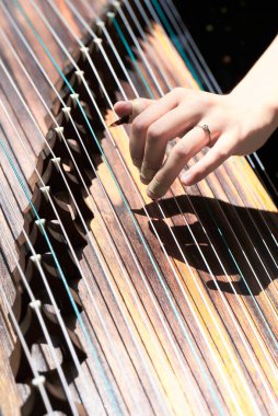 Parmakların guzheng çaldığı özel bir sahne