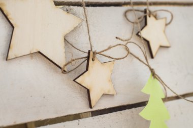 Ahşap Noel yıldız ve ahşap arka plan ağaç