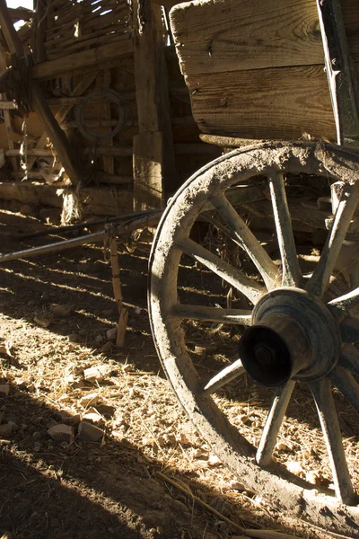 Detail shot of wagon, carthweel lit by the sunset — Stock Photo, Image