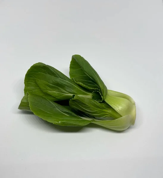 Zöld Saláta Kantoni Zöldségek Főzésre Elszigetelt Fehér Alapon — Stock Fotó