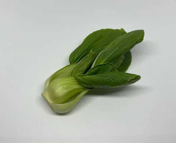 Зелений Салат Кантонські Овочі Приготування Ізольовані Білому Тлі — стокове фото