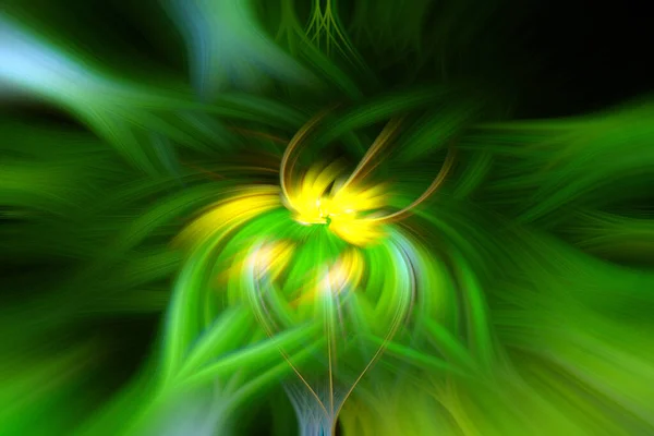 Bogate Zielone Płatki Żółte Kolory Kontekst Abstrakcyjne Kwiaty Sztuka — Zdjęcie stockowe