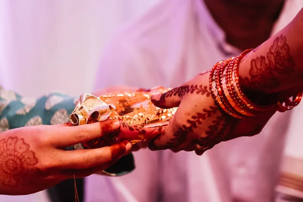 Подарочная Церемония Индийской Свадьбе Индийские Свадебные Ритуалы Церемония Культура Индии — стоковое фото