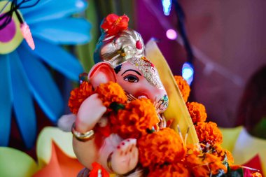 Ganesh Lord 'un güzel heykeli. Tanrı Ganesha. Ganpati.  