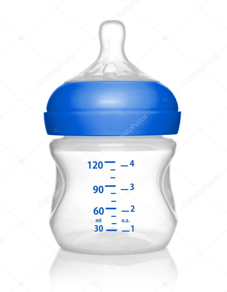 Isolated baby bottle with milk on white background