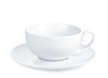Beyaz arka plan üzerinde beyaz fincan