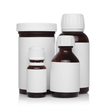 plastik tıbbi konteynırları üzerine beyaz izole hapları için