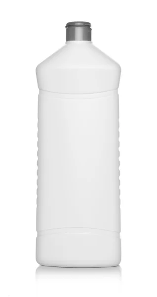 White plastic bottle isolated on a white background. — Stock Photo, Image