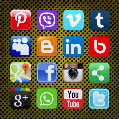 Social networks,facebook,twitter,linkedin,youtube,pinterest, instagram, viber, tumblr, WhatsApp, blogger and others on pc screen.