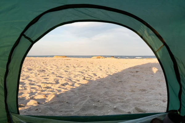 View Tent Sea Sandy Beach Camping Sea — Stock Photo, Image