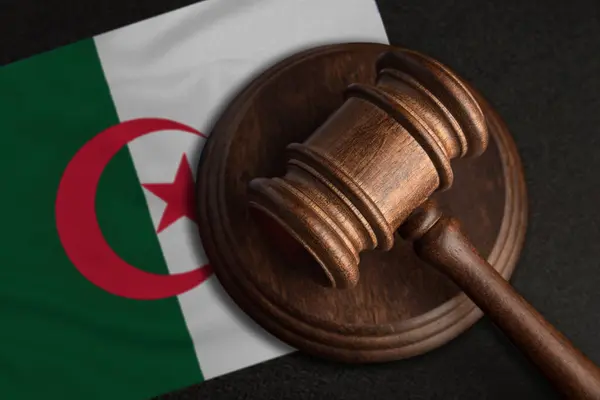 Juge Marteau Drapeau Algérien Droit Justice Algérie Violation Des Droits — Photo