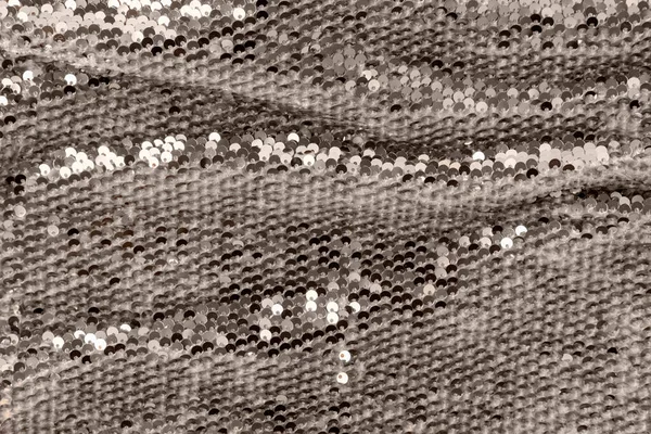 Abstrakter Glänzender Hintergrund Textil Stoff Mit Silbernen Pailletten Falttextilien — Stockfoto
