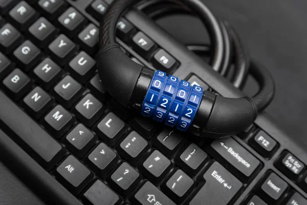 Combination Lock Keyboard Close Data Protection Concept Cyber Secure — Stock Photo, Image