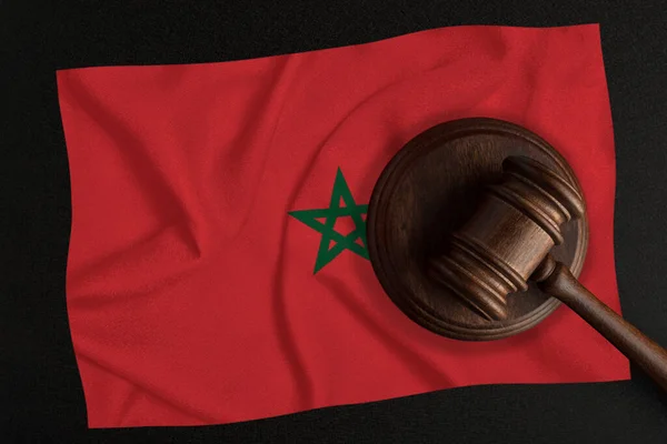 Δικαστές Σφυρηλατούν Και Σημαία Του Μαρόκου Νόμος Και Δικαιοσύνη Συνταγματικό — Φωτογραφία Αρχείου