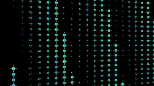 Futuristische Technologie Gloeien Bewegende Groene Doos Patroon Animatie Abstracte Achtergrond — Stockvideo
