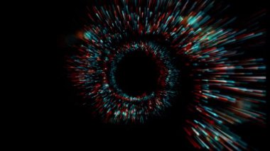 Siyah uzay arkaplanındaki sarmal renk büyüyen çizgi ışıkları - bilgisayar yavaş çekim grafik teknolojisi soyut görüntüler