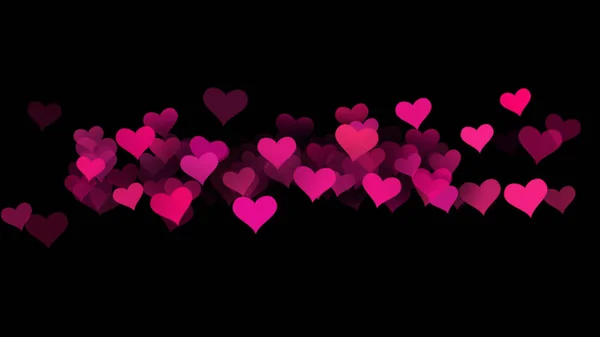 Soft Focused Small Pink Hearts Black Background Valentine Day Love — Stok fotoğraf