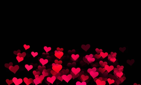 Soft Focused Small Red Hearts Black Background Valentine Day Love — Zdjęcie stockowe