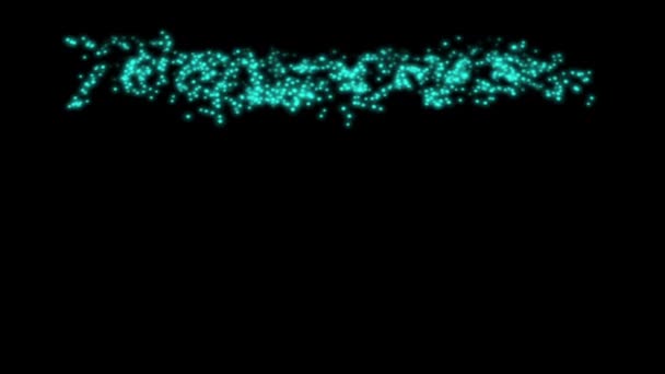 青い粒子が黒い背景に落ちてくる コンピュータモーショングラフィックの背景コンセプト — ストック動画