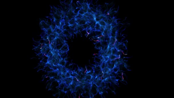 具有闪光紫罗兰白线的未来主义蓝色甜甜圈 计算机运动图形科学技术背景概念 — 图库视频影像