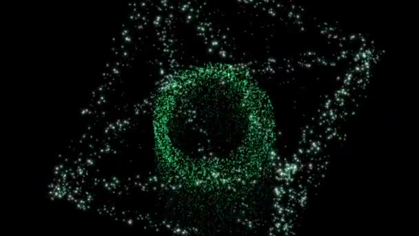 緑の粒子キューブと落下チューブ科学技術の背景 コンピュータモーショングラフィック抽象的な背景概念 — ストック動画
