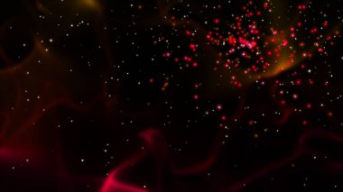 Red particle nebula over black space background - computer illustration graphic science and technology background