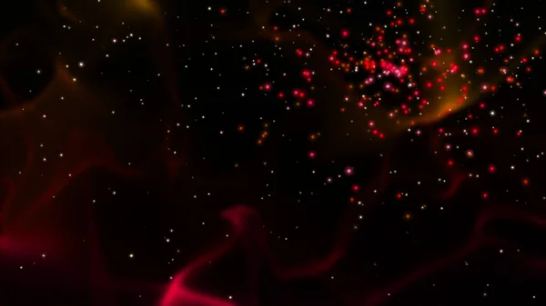 Red particle nebula over black space background - computer illustration graphic science and technology background