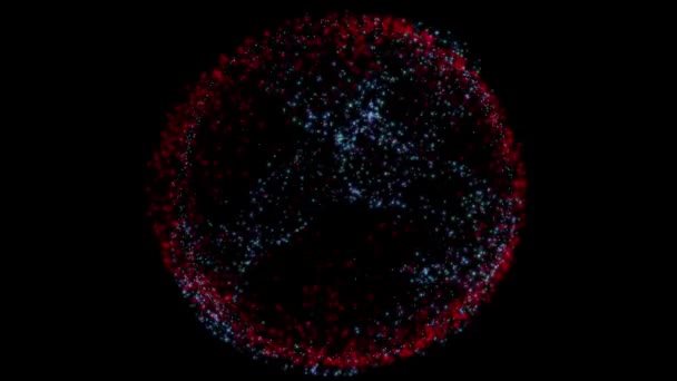 Piros Kék Részecske Gömb Alakú Háttér Számítógépes Mozgás Grafika Tudomány — Stock videók