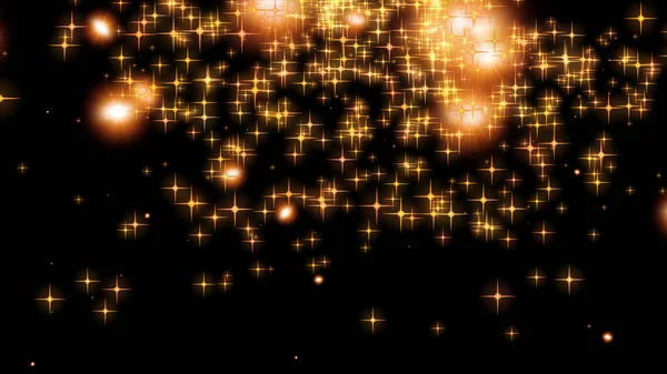 Gold glitter star over black background - computer illustration graphic abstract background
