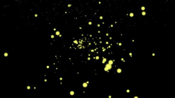 黑暗空间背景下的黄色气泡破裂 计算机运动图形抽象背景 — 图库视频影像