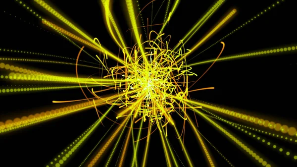黄色花火黄金のデジタルライン技術の背景 コンピュータイラストグラフィック科学技術の抽象的な背景 — ストック写真