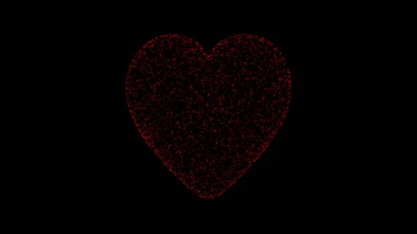 Kırmızı Parçacık Kalp Şekli Arka Plan Bilgisayar Illüstrasyonu Grafik Aşk — Stok fotoğraf