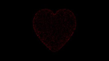 Kırmızı parçacık kalp şekli arka plan, bilgisayar hareketi grafik aşk ve sevgililer günü arkaplan kavramı
