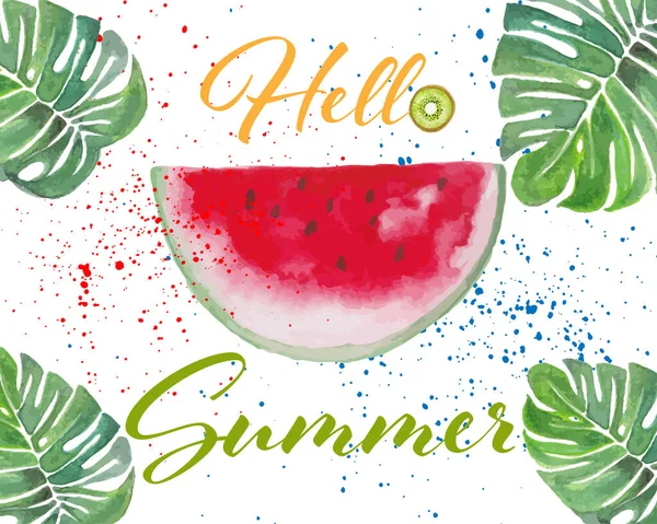 Summer Happy Holiday Watercolor Illustration Background — Stock Photo, Image