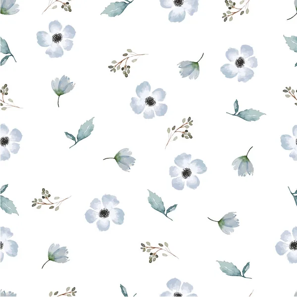 Nahtlose Blumen Natur Aquarell Hand Zeichnen Illustration Muster Hintergrund — Stockfoto