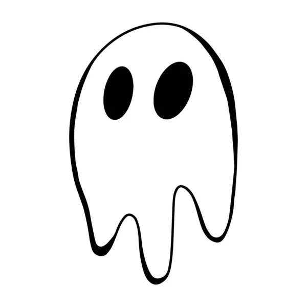 Vector Halloween Ghost Clipart Icon Und Coloring Lustige Süße Illustration — Stockvektor