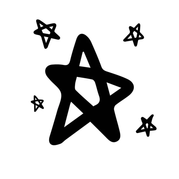 Vector Einzelnes Handgezeichnetes Sternsymbol Doodle Stil Auf Weißem Hintergrund Mini — Stockvektor