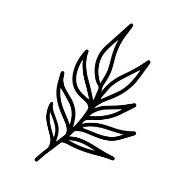 Beyaz arka planda izole edilmiş tropikal hindistan cevizi yaprağı. Sezonluk tasarım, tekstil, dekorasyon, çocuk oyun odası ya da tebrik kartı için komik renkler ve hoş bir illüstrasyon. El çizimleri ve karalama.