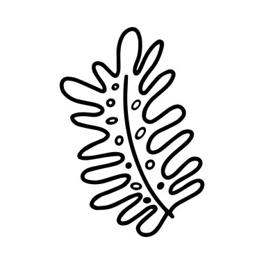 Beyaz arka planda izole edilmiş yabani tropikal yaprak taşıyıcısı. Sezonluk tasarım, tekstil, dekorasyon, çocuk oyun odası ya da tebrik kartı için komik renkler ve hoş bir illüstrasyon. El çizimleri ve karalama.