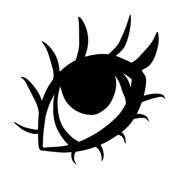 Vector Open Eye Eyelashes Ink Art Element Isolated White Background — Stock Vector