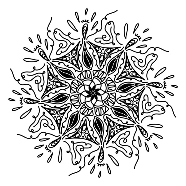 Abstract Modern Vector Mandala Curls Drops Leaves Flower Triangular Doodle — Stock Vector