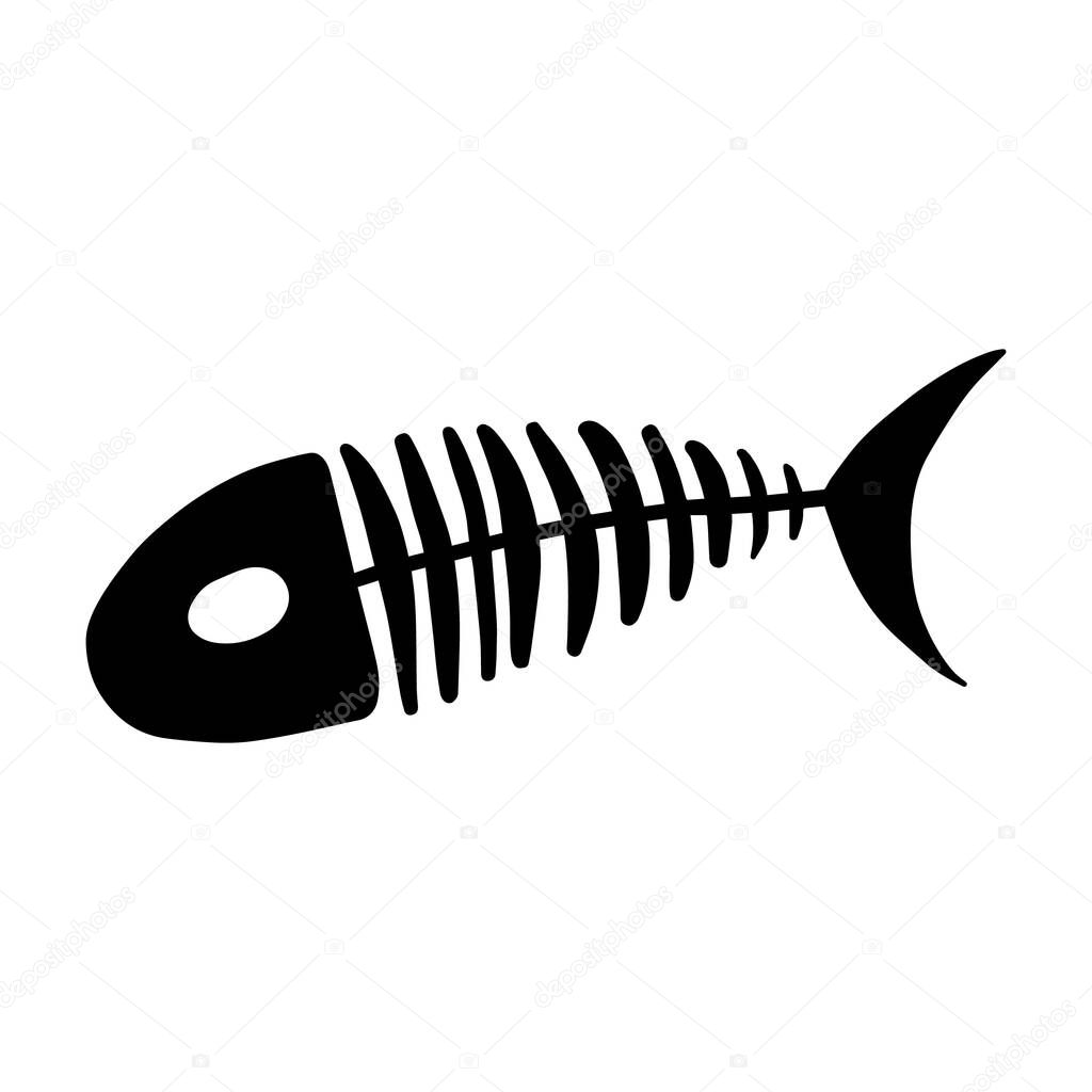 Cute doodle single fish. Underwater world for child coloring book, summer design and arts. Fish element illustration for cards, posters, stickers and professional design.