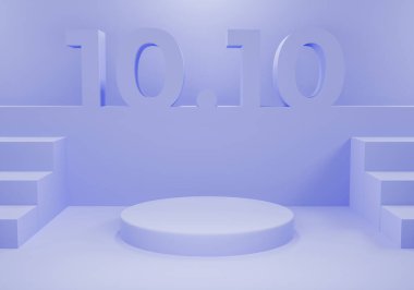 Gerçekçi arka plan 1010. Podyum mavi rengini göster. 3d oluşturma